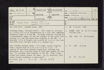 'Crooked Stone', Crookedstone, NS75SW 6, Ordnance Survey index card, page number 1, Recto