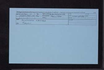Plotcock Castle, NS75SW 11, Ordnance Survey index card, Recto