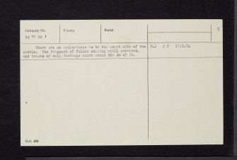 Kilsyth Castle, NS77NW 1, Ordnance Survey index card, page number 2, Verso