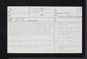 Kilsyth, Howe Street, Burial-Ground, NS77NW 23, Ordnance Survey index card, page number 1, Recto