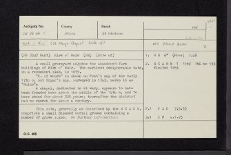 Kirk O' Muir, NS78SW 1, Ordnance Survey index card, Recto