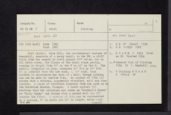 Stirling, Mote Hill, NS79SE 3, Ordnance Survey index card, page number 1, Recto