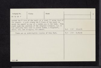 Stirling, Mote Hill, NS79SE 3, Ordnance Survey index card, page number 2, Verso