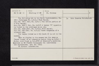Cambusbarron, NS79SE 18, Ordnance Survey index card, page number 2, Verso