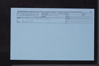 Stirling Town Wall, Bastion, NS79SE 35.1, Ordnance Survey index card, Recto