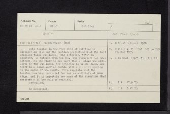 Stirling Town Wall, Bastion, NS79SE 35.1, Ordnance Survey index card, Recto