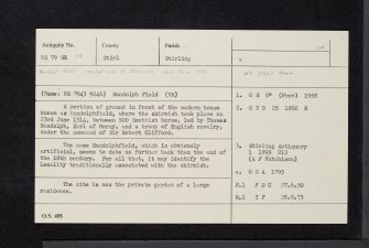 Stirling, NS79SE 38, Ordnance Survey index card, Recto