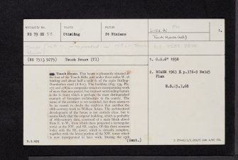 Touch House, NS79SE 53, Ordnance Survey index card, page number 1, Recto