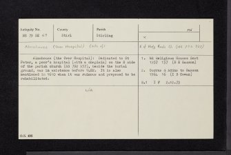 Stirling, Over Hospital, NS79SE 69, Ordnance Survey index card, Recto