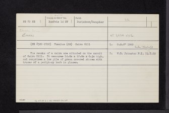 Cairn Hill, NS80NE 1, Ordnance Survey index card, Recto
