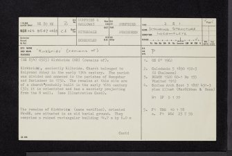Durisdeer, Kirkbride Churchyard, NS80NE 2, Ordnance Survey index card, page number 1, Recto