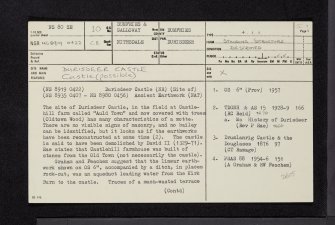 Durisdeer Castle, NS80SE 10, Ordnance Survey index card, page number 1, Recto