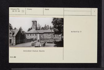 Durisdeer Parish Church, NS80SE 12, Ordnance Survey index card, page number 1, Recto