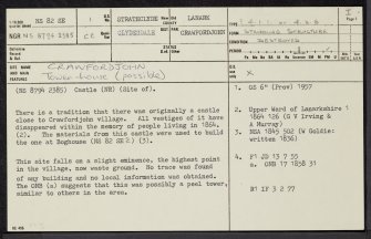 Crawfordjohn, NS82SE 1, Ordnance Survey index card, page number 1, Recto