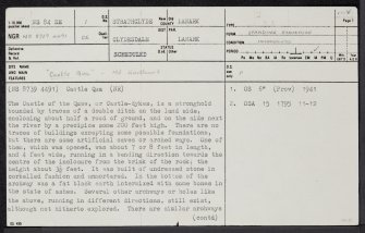 Castle Qua, NS84SE 1, Ordnance Survey index card, page number 1, Recto