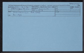 Mousemill Old Bridge, NS84SE 3, Ordnance Survey index card, Recto