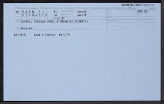 Lanark, Lockhart Drive, William Smellie Memorial Hospital, NS84SE 41, Ordnance Survey index card, Recto