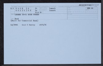 Lanark, 59, 61 High Street, Bank, NS84SE 52, Ordnance Survey index card, Recto