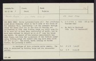 Falkirk, 'Maiden Castle', NS87NE 2, Ordnance Survey index card, Recto