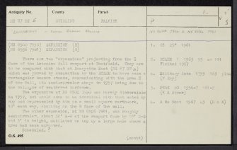 Antonine Wall; Tentfield East And West, NS87NE 5, Ordnance Survey index card, page number 1, Recto