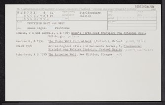 Antonine Wall; Tentfield East And West, NS87NE 5, Ordnance Survey index card, Recto