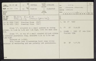Glen Ellrig, NS87SE 5, Ordnance Survey index card, page number 1, Recto