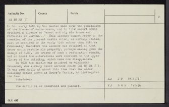 Bruce's Castle, NS88NE 7, Ordnance Survey index card, page number 2, Verso