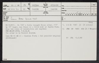 Bogton, NS88SE 38, Ordnance Survey index card, page number 1, Recto