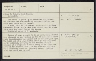 Torwood, Tappoch Broch, NS88SW 1, Ordnance Survey index card, page number 4, Verso