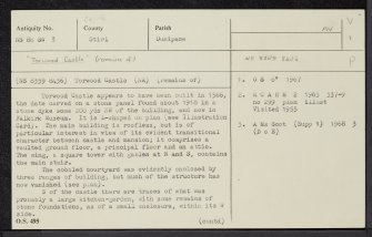 Torwood Castle, NS88SW 3, Ordnance Survey index card, page number 1, Recto