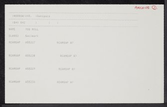 Tod Hill, NS88SW 45, Ordnance Survey index card, page number 1, Recto