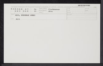 Alva, Burnbrae Works, NS89NE 27, Ordnance Survey index card, Recto