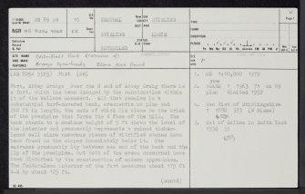 Abbey Craig, NS89NW 10, Ordnance Survey index card, page number 1, Recto