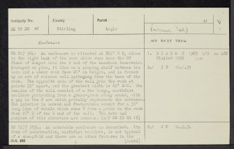 Dumyat, NS89NW 15, Ordnance Survey index card, page number 1, Recto