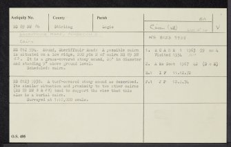 Sheriffmuir Road, Pendreich, NS89NW 16, Ordnance Survey index card, Recto