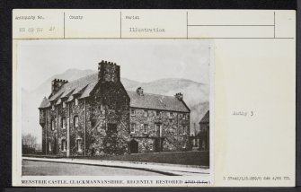 Menstrie Castle, NS89NW 21, Ordnance Survey index card, Recto
