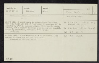 Sheriffmuir Road, Pendreich, NS89NW 23, Ordnance Survey index card, Recto