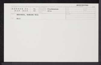 Menstrie, Elmbank Mill, NS89NW 34, Ordnance Survey index card, Recto