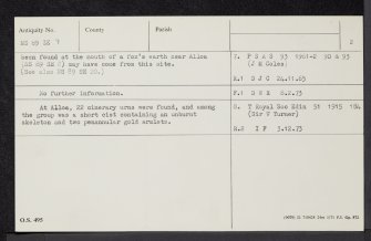 Alloa, Mars Hill, NS89SE 9, Ordnance Survey index card, page number 2, Recto