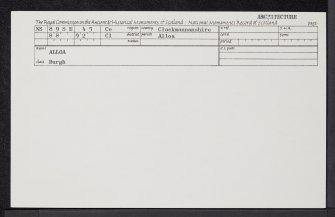 Alloa, General, NS89SE 45, Ordnance Survey index card, Recto