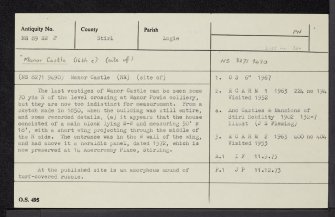 Manor Castle, NS89SW 2, Ordnance Survey index card, Recto
