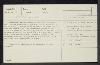 Manorneuk, NS89SW 14, Ordnance Survey index card, Recto