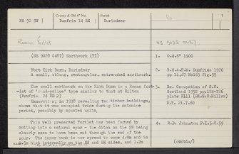 Durisdeer, NS90SW 1, Ordnance Survey index card, page number 1, Recto