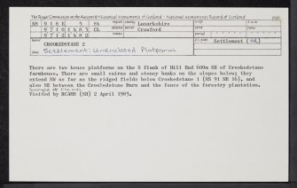 Crookedstane, NS91SE 5, Ordnance Survey index card, Recto