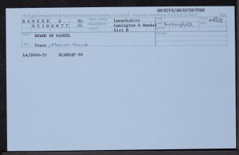 Bower Of Wandel, NS92NE 2, Ordnance Survey index card, Recto