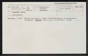 Crawford Castle, NS92SE 3, Ordnance Survey index card, Recto