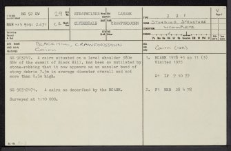 Blackhill, Crawfordjohn, NS92SW 29, Ordnance Survey index card, page number 1, Recto