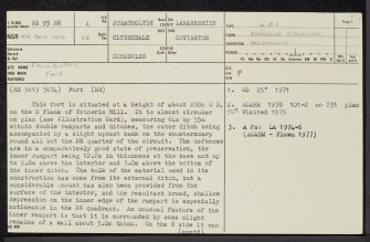 Fallburn, NS93NE 6, Ordnance Survey index card, page number 1, Recto