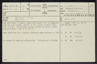 Scaut Hill, NS93SE 2, Ordnance Survey index card, page number 1, Recto