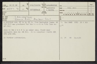 Lamington, NS93SE 18, Ordnance Survey index card, page number 1, Recto